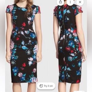 Betsey Johnson Black Floral Midi Dress